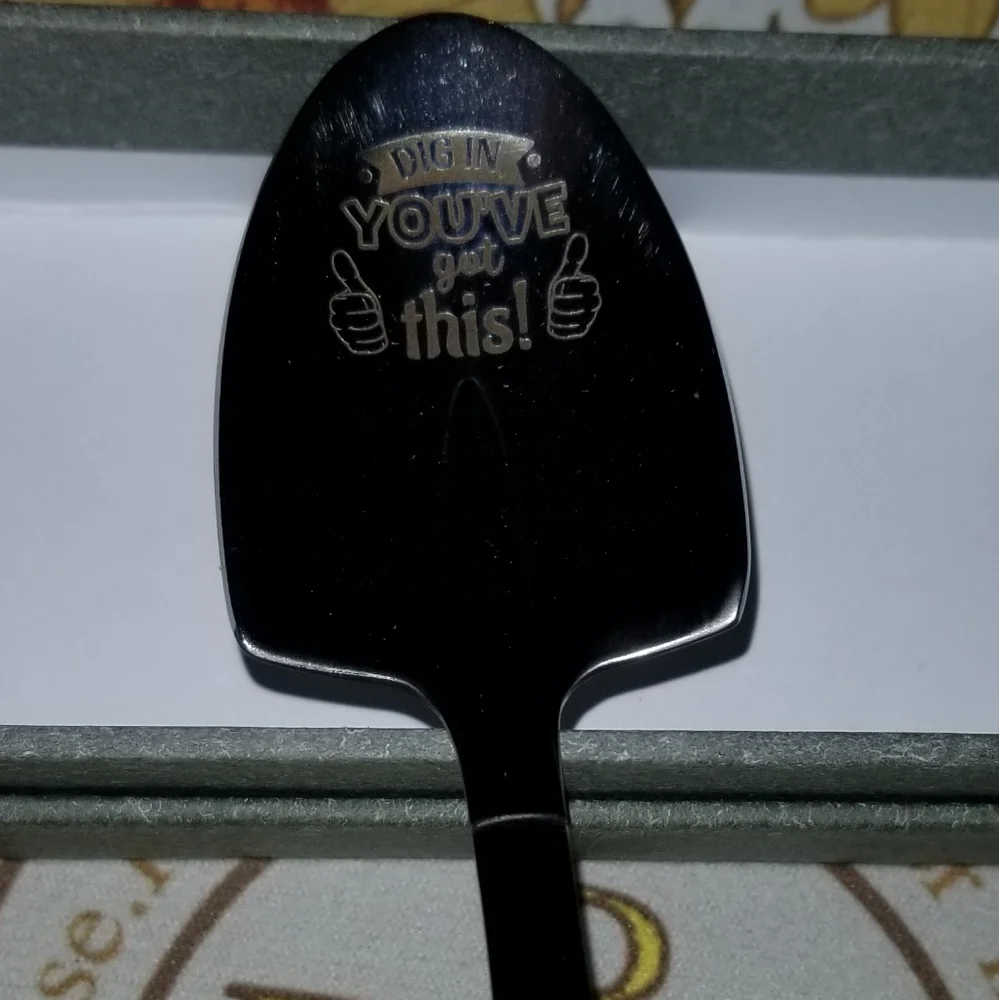 'Dig In, You've Got This' Silver Engraved Shovel Spoon
